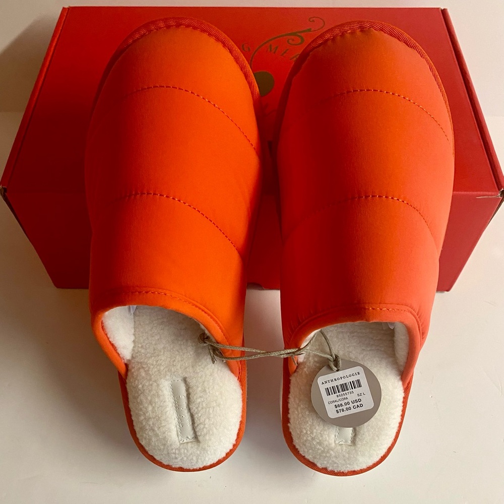NWT Anthropologie Maeve-puff platform slippers in coral.Size 10